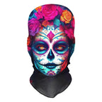 Halloween Skeleton Mask Elastic Mesh Hood Scary Party Cosplay Prop Breathable Face Cover Hood