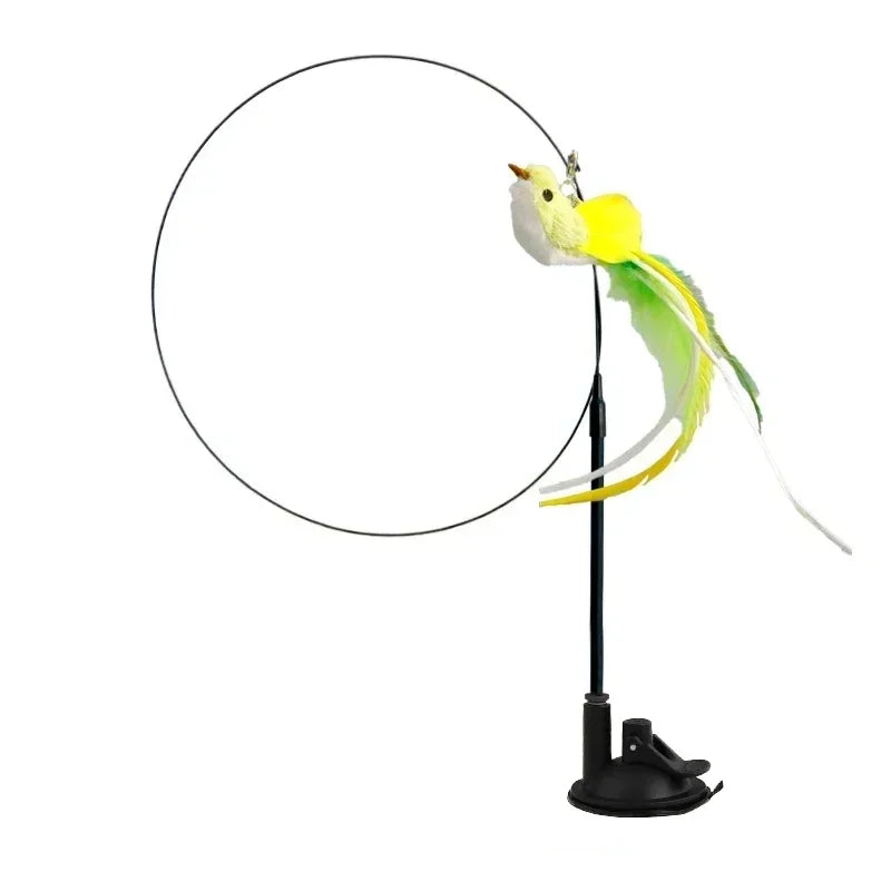 Peacock Bird Cat Teaser Wand for Interactive Hunting and Play
