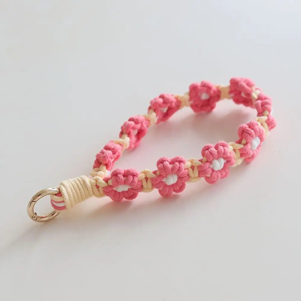 Korean Style Boho Macrame Phone Wristlet Keychain Strap
