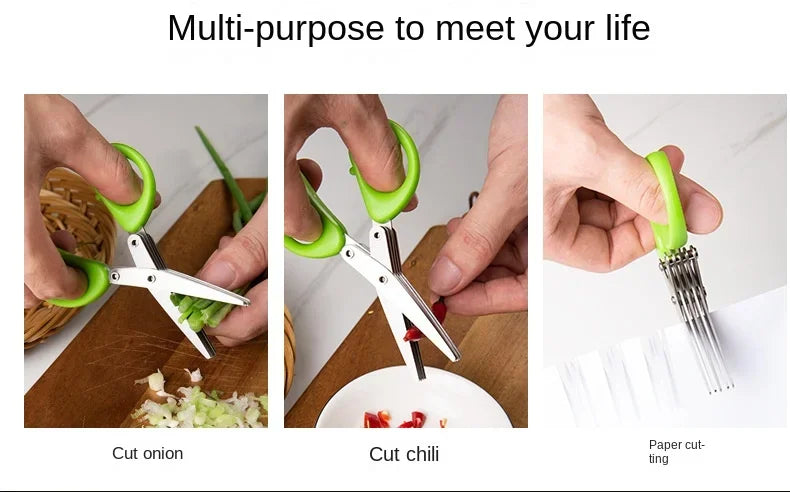 Multi-Layer Stainless Steel Kitchen Scissors – Herb, Vegetable & Green Onion Cutter Tool