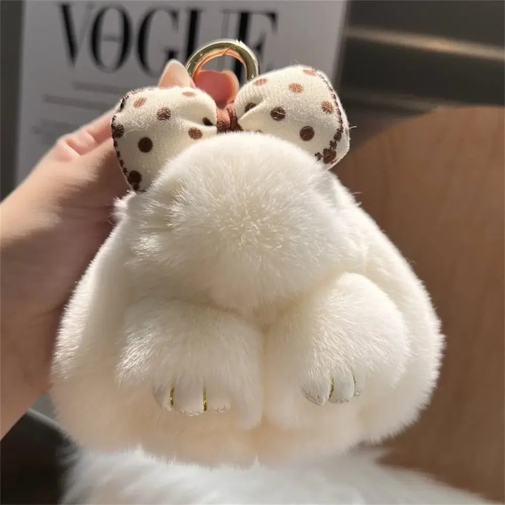 Cute Rabbit Bow Plush Keychain Bag Charm Gift for Girls and Women