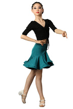 Children Professional Ballroom Latin Dance Dress For Girls Ballroom Dancing Dresses For Kids Leopard Print Top Skirt Samba Tango