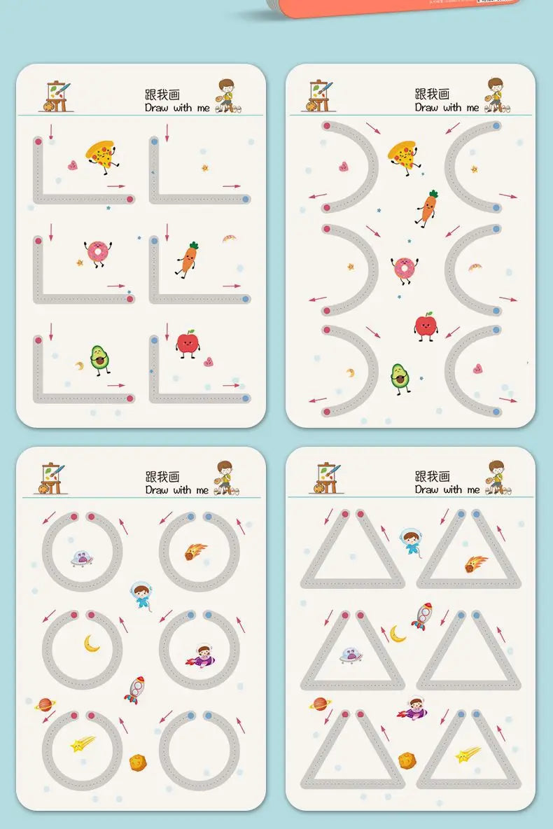 Montessori Reusable Tracing Workbook for Kids Handwriting Practice