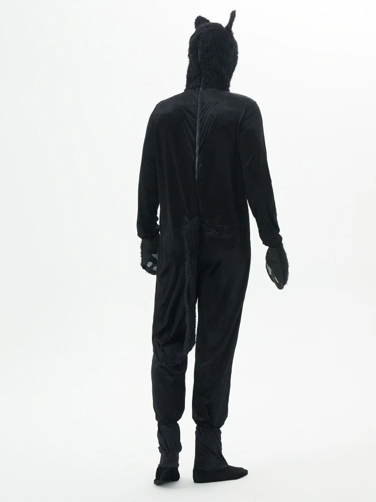 Adult Cosplay Black Cat Costume Animal Onesie Suitable for Halloween Party Dance Jumpsuits Costumes Props Suit Woman Men
