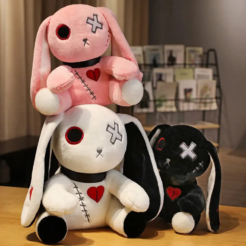 Spooky Gothic Bunny Stuffed Crazy Rabbit Plush Toys, Spooky Gothic Bunny Stuffed Animal Cute Horror Dreadful Bunny Doll, For Hal