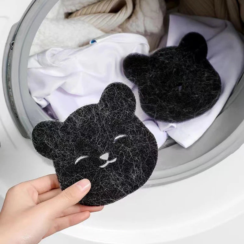 4PCS Bear Shape Laundry Balls Lint Catcher Reusable Pet Hair Remover Cleaning Sponge for Clothes Sofa Cat Dog Home House