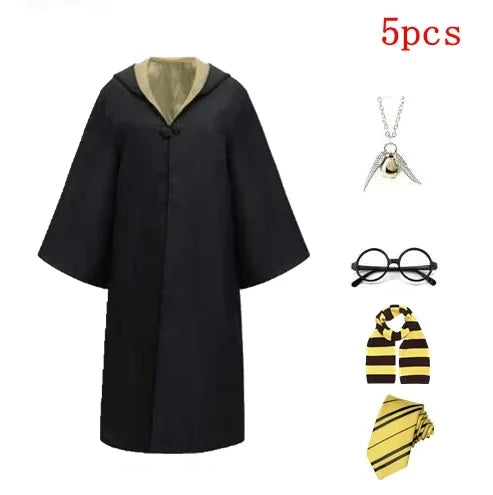 Harri Potters Adult&Children Cosplay Costume Gryffindors Shirt Gown Cloak Tie Scarf Wand Slytherin Skirt Halloween Hermione Gift