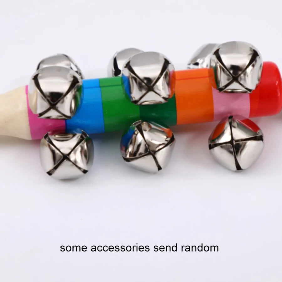 Rainbow Wooden Hand Bell Stick Musical Toy for Kids and Family Fun