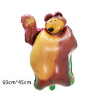Masha and The Bear Theme Birthday Party Supplies Girls Masha Tableware Set Balloons Plates Cups for Kids Party Baby Shower Decor