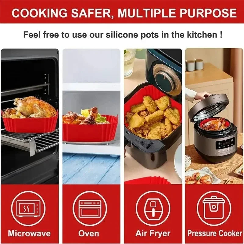 Reusable Silicone Air Fryer Basket Liner – Non Stick Cooking Pot for Air Fryers