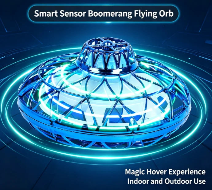 Intelligent sensor flying saucer toy, colorful LED light hovering flying device, rechargeable indoor and outdoor children's play toy.