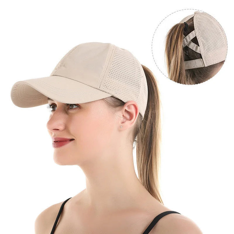 Women's Quick Dry Mesh Ponytail Baseball Cap for Outdoor Style