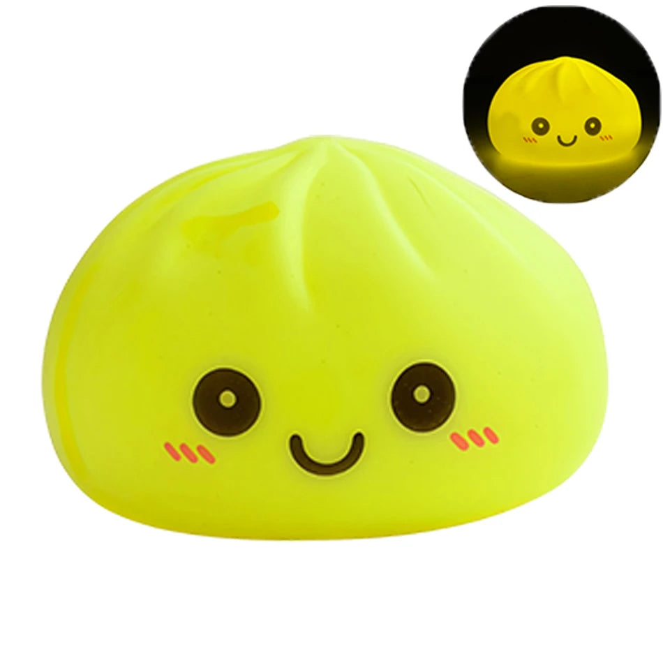Simulation Dumplin Toy Night Light Soft Dumplings Soft Cute Steamer Birthday Gift Prank Props Colorful Dumping Toy Squishy Gifts
