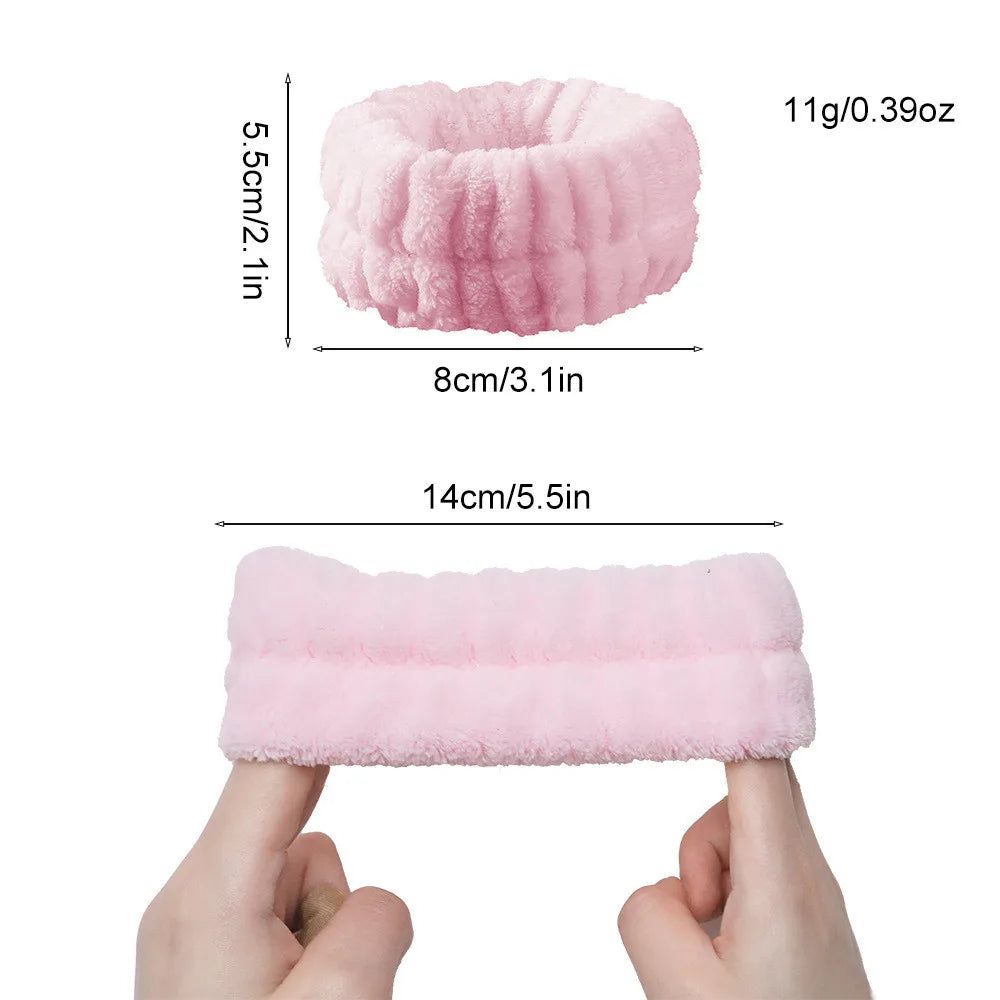Coral Fleece Face Wash Headband & Absorbent Wristband Set