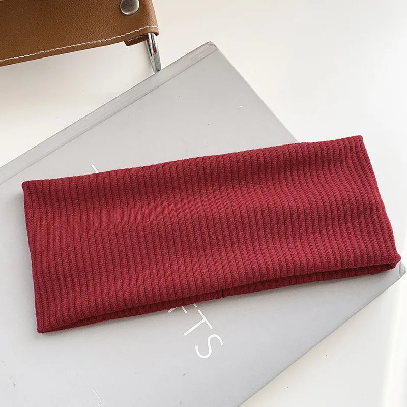 Autumn and Winter Wide Edge Elastic Women Hairband Makeup Wash Face Headband Sports Knitted Headpiece Headband