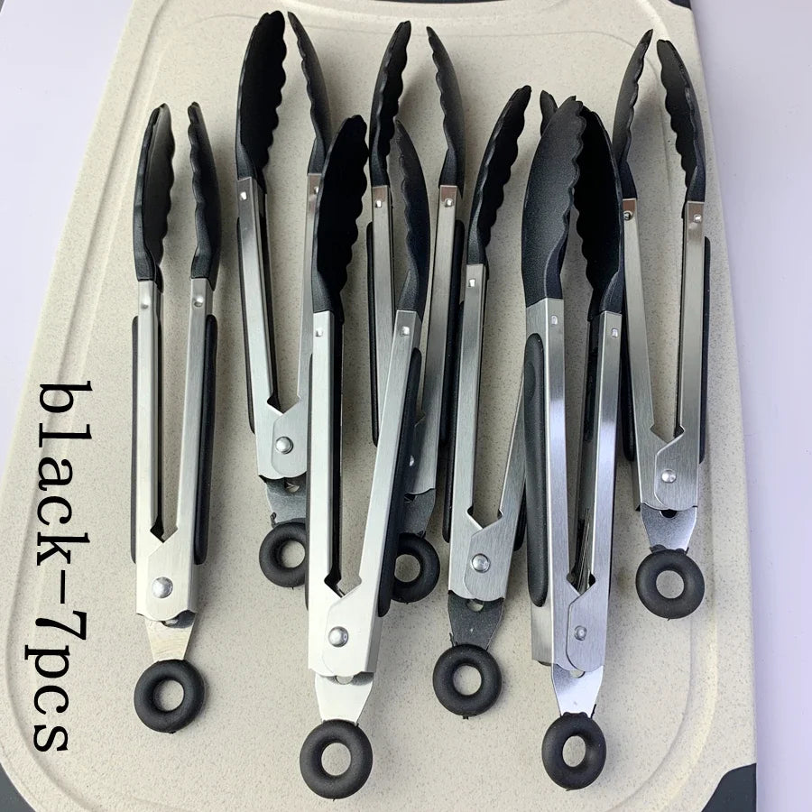 Anti-Slip Stainless Steel Cooking and Serving Tongs for Kitchen