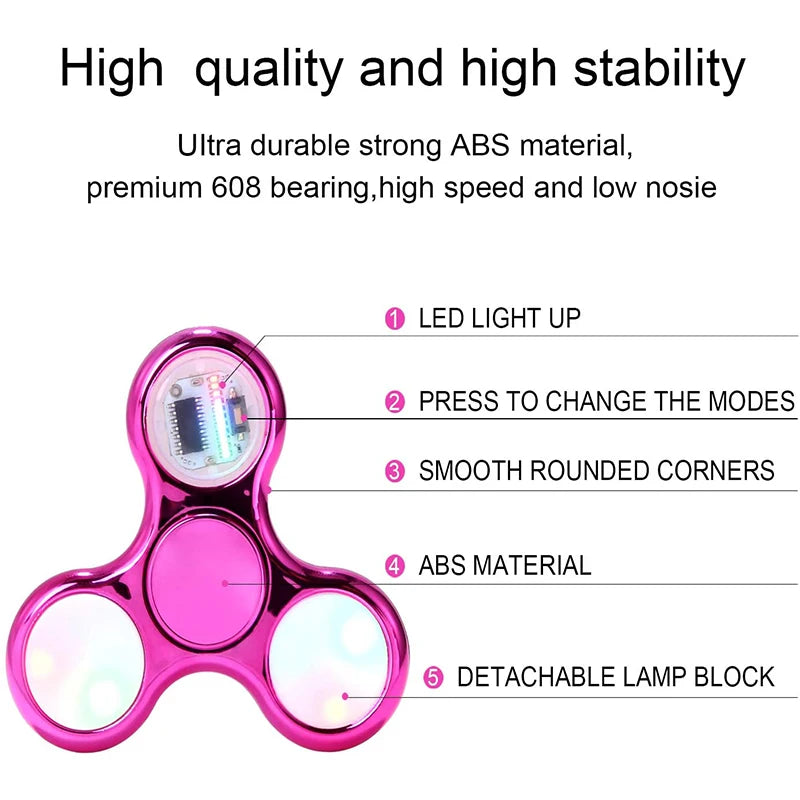 Creative LED Light Fidget Spinner Glow Fingertip Stress Relief Toy