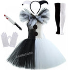 Girls Horror Clown Costume – Black & White Tutu Dress