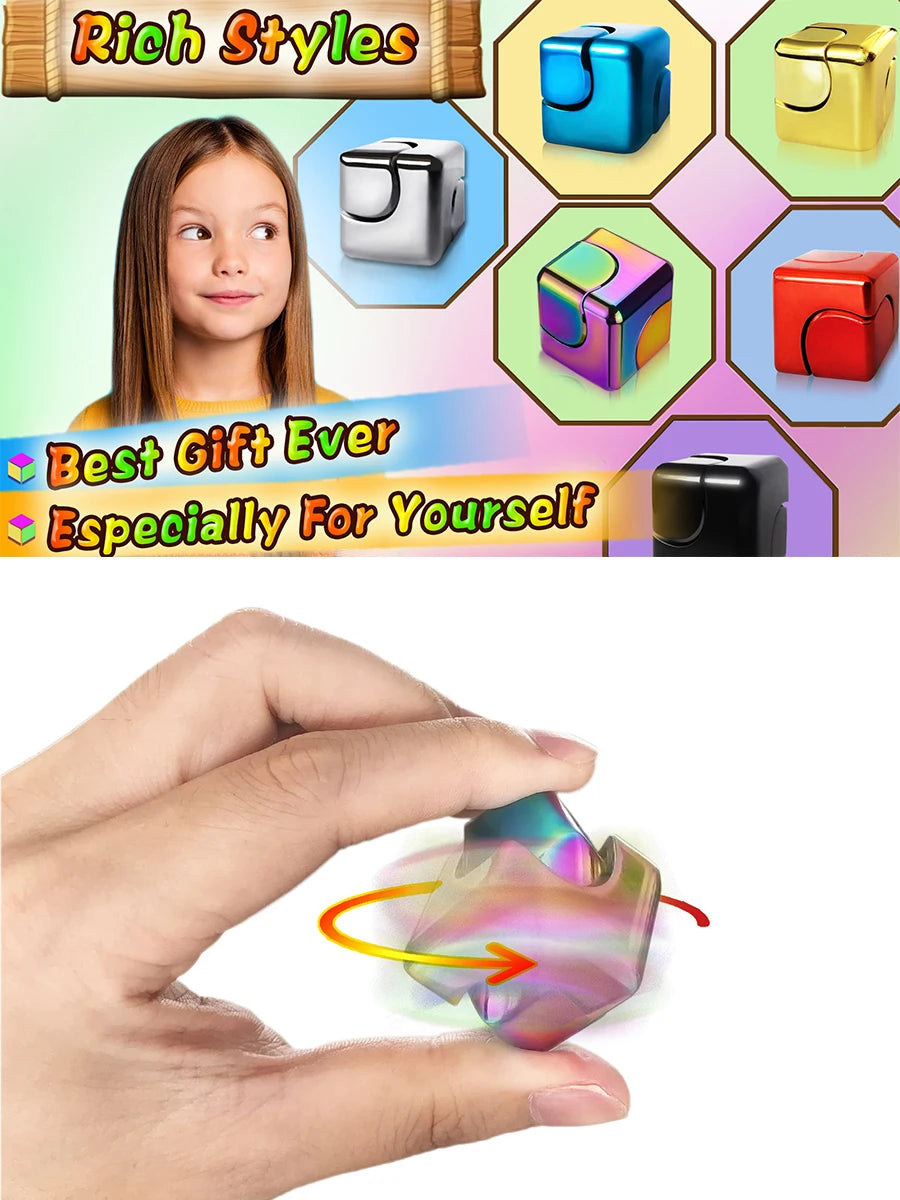 Alloy Cube Spinner Stress Relief Toy – Portable Desk Focus Gadget