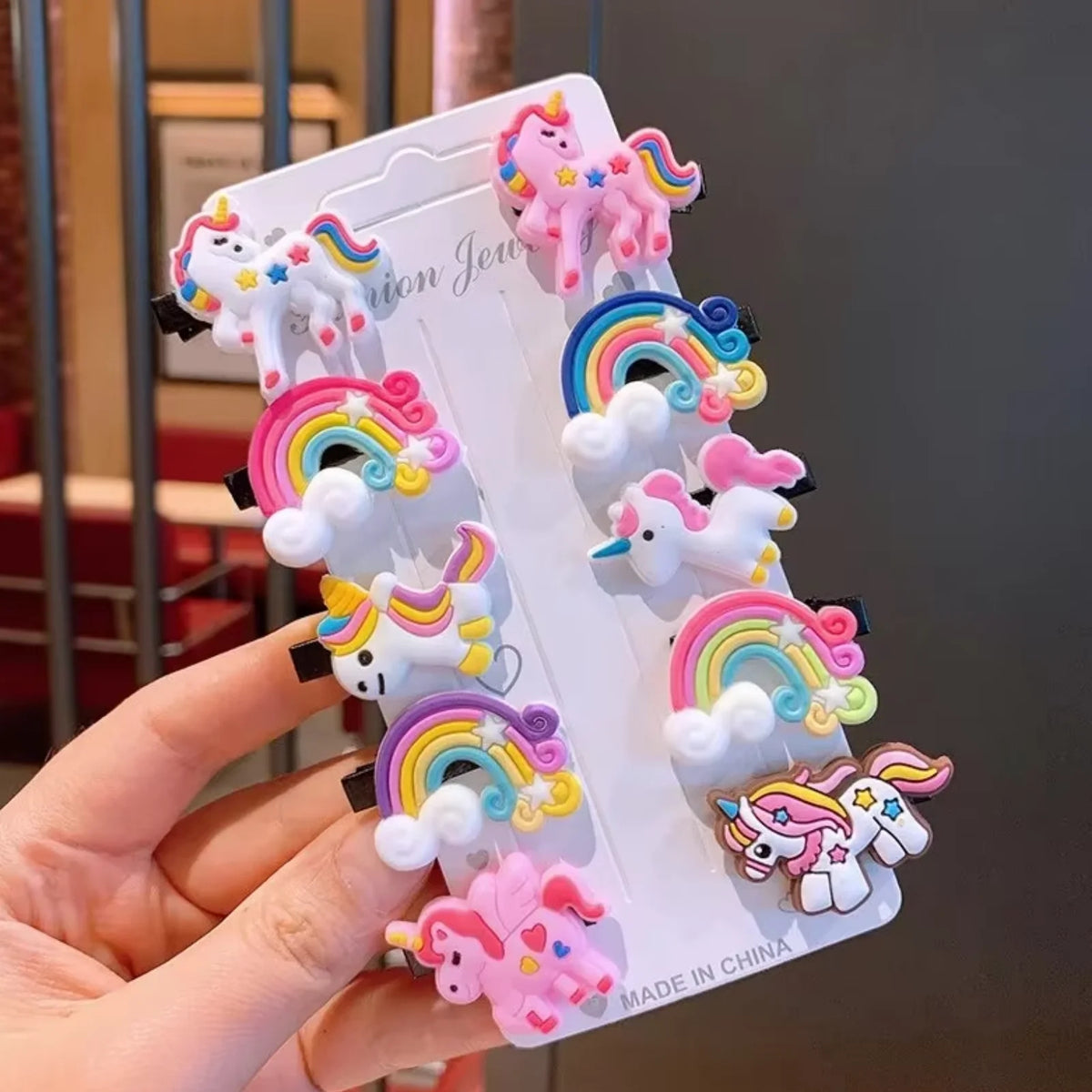 10PCS Cartoon Unicorn Hair Clips & Barrettes Set for Girls
