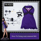 Game Tifa Lockhart Cosplay Costume Purple Sexy Tights Swimwear Bathing Suit Role Play Outfit for Women Girls Theme Party