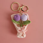 Crochet Flower Bouquet Keychain Handmade Floral Bag Charm