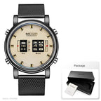 MEGIR 2020 New Luxury Watches Men Military Sport Roller Pointer Quartz Watch Man Fashion Stainless Steel Mesh Strap Wristwatch