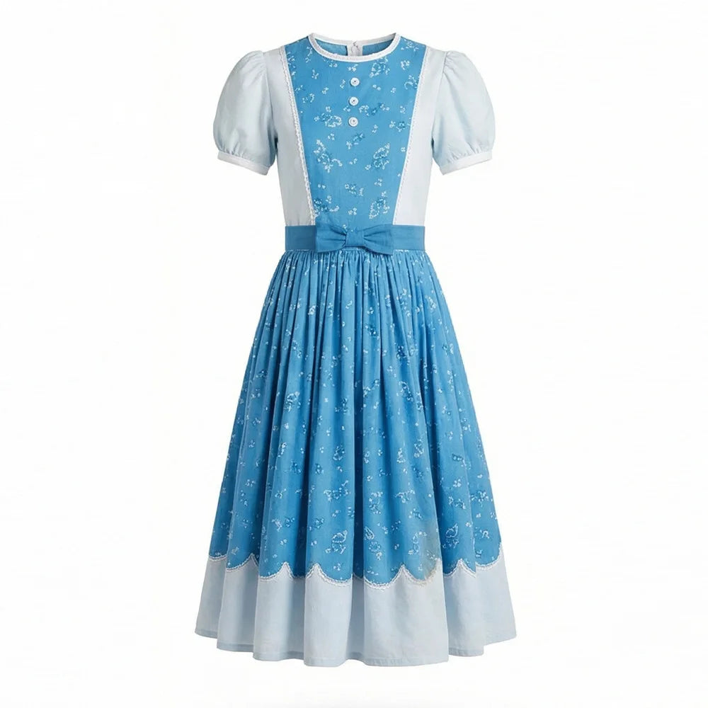 Girls Holly Wheeler Cosplay Costume Blue Dress Brown Cloak Suits Monster Things Season 5 Roleplaying Carnival Outfits