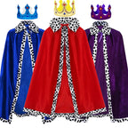 King Prince Cape Cosplay Costume with Crown – Royal Cloak Set