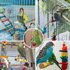 7PCS Wooden Parrot Toy Set for Bird Cage Play and Enrichment