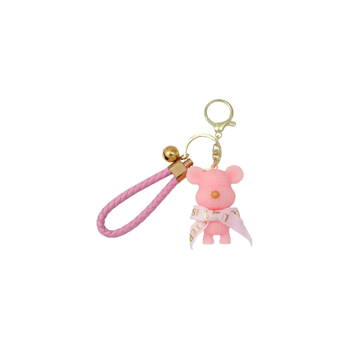 Cute Bear Key Chain Resin Bow Bell Rabbit Keychain Weaving Fashion Doll Bag Pendant Holiday Car Key Ring For Girls Gift