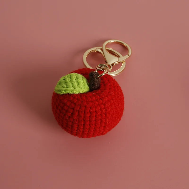 Cute Fruit Crochet Keychain Strawberry Cherry Bag Charm