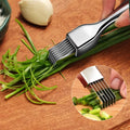 Stainless Steel Green Onion Shredder Knife with Curved Handle Design