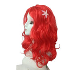 Long Red Curly Mermaid Cosplay Wig with Starfish Accessories