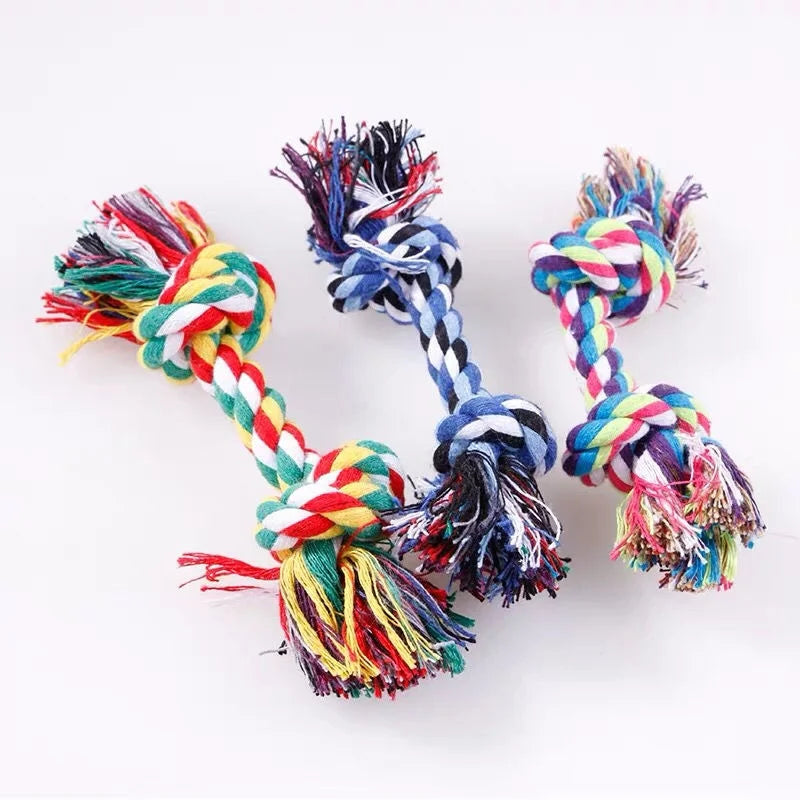 Cotton Rope Dog Chew Toy Bite Resistant Dental Puppy Training Toy - Random Color