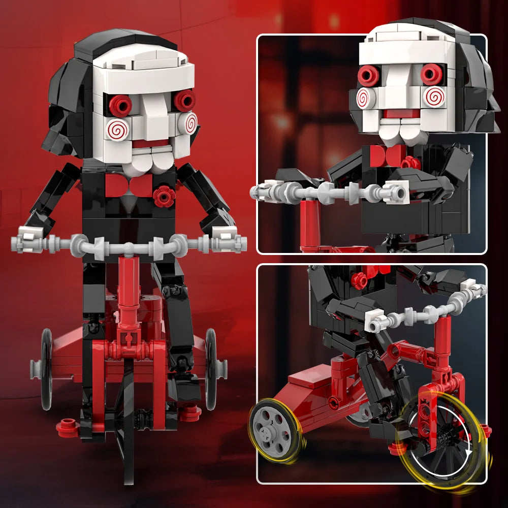 MOC Chainsaw Scary Puppet Billy Doll Building Blocks Horror Movie Toy Murderer Action Figure Puzzle Brick Adult Gift For Kid