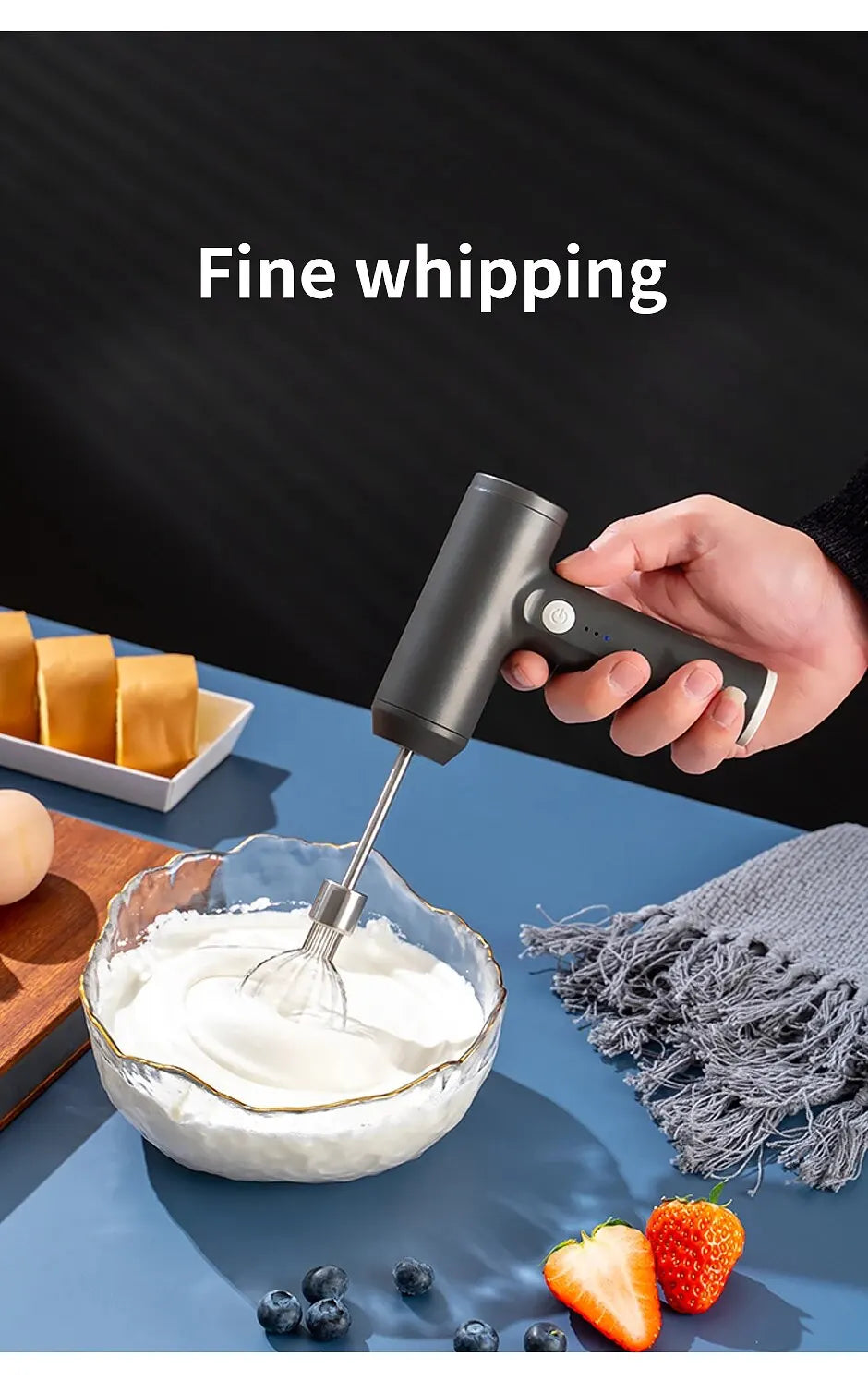 Wireless Electric Food Mixer with 3-Speed Portable Hand Mixer