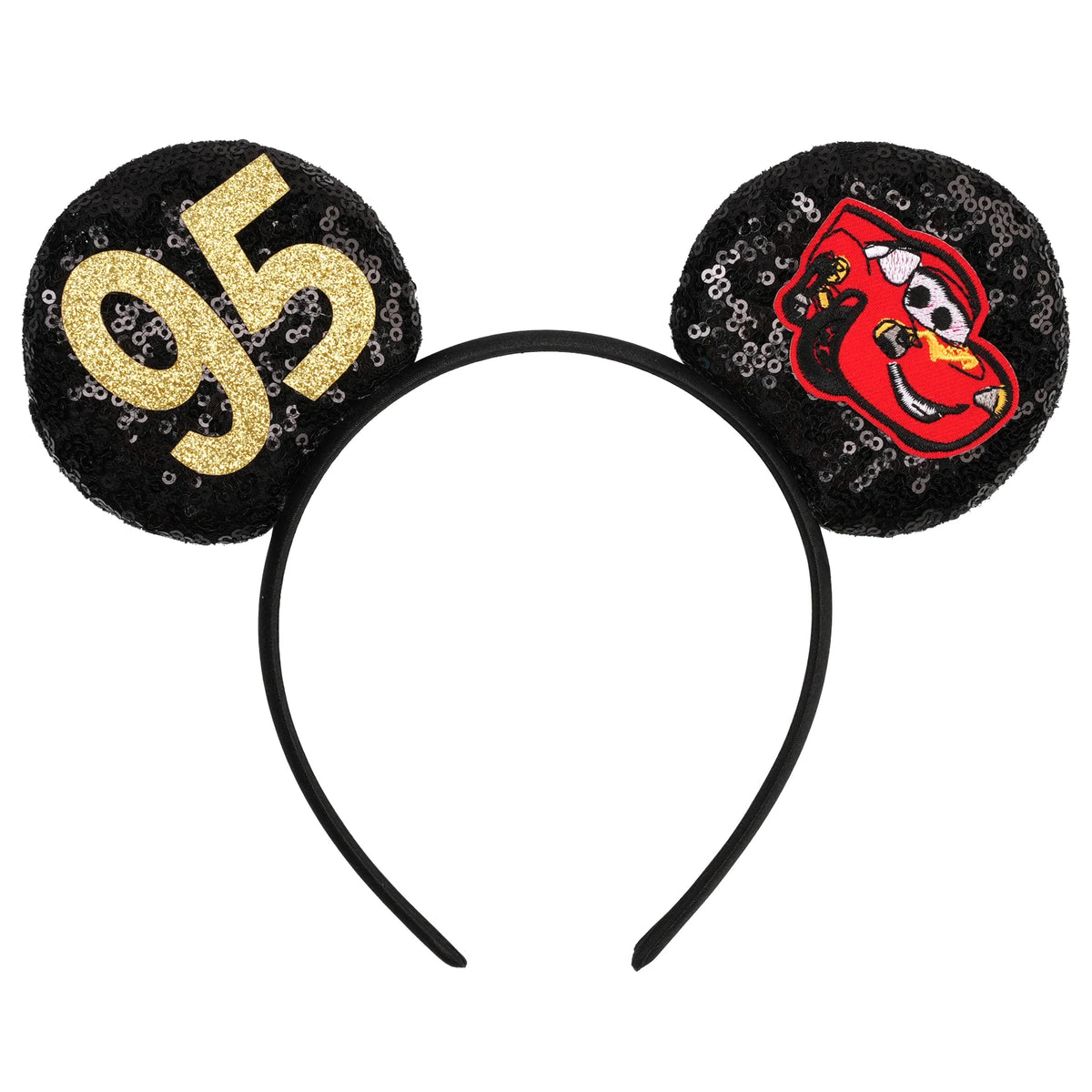 Disney Anime Cars Ears Headbands Women Sequins Bow Hairband Girls Pixar 95 Lightning McQueen Hair Accessories Kids Headwear Gift