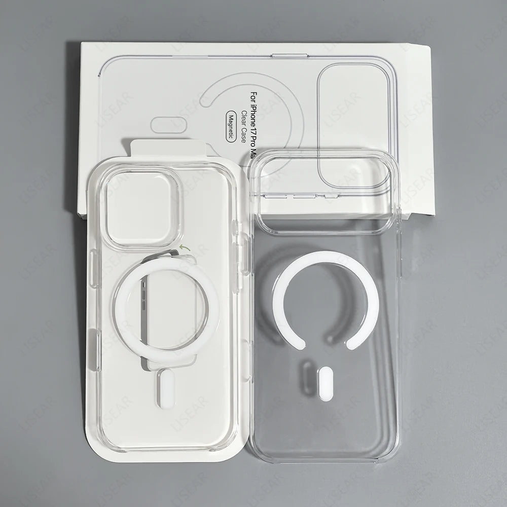 Original Clear Magnetic Phone Case For iPhone 18 17 Pro Max 16 15 14 Plus 13 12 Mini For Magsafe Wireless Charging Protect Cover
