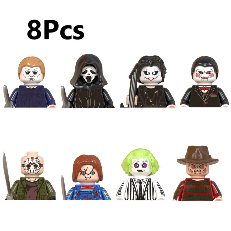 Novel Horrible Movie Halloween Pumpkin Witch Nun Vampire Zombies Building Blocks Mini Action Figure Toys