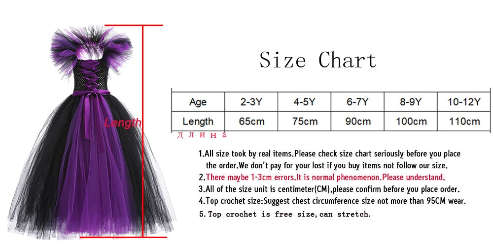 Girls Maleficent Costume Dress – Luxury Villain Tulle Gown
