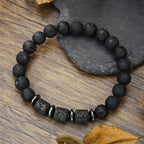 1PC Vintage Male Tribal Coconut Shell Wooden Beaded Bracelet for Men Lava Stone Bracelet Man Jewelry Gift for Him