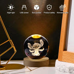 5cm Lilo and Stitch Disney Unique 3D Crystal Ball Lamp LED Luminous Crystal Ball Night Light Glass Birthday Gifts Toy