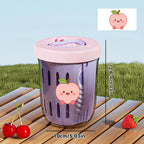 WORTHBUY Double Wall Salad Cup Portable Leak Proof Oat Container With Fork&Handle Drain Fruit Cup Cute Breakfast Cup For Student