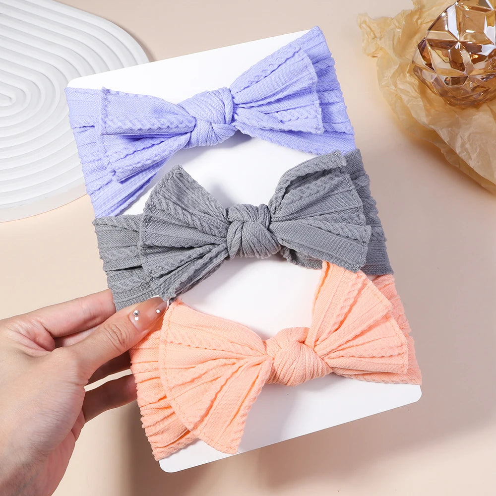 3PCS Cable Knit Elastic Baby Girl Headbands Set