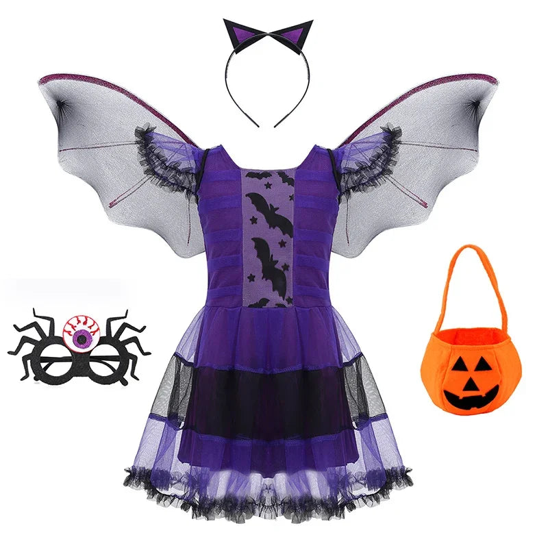 Girls Vampire Costume Gothic Tutu Dress – Halloween Fantasy Outfit