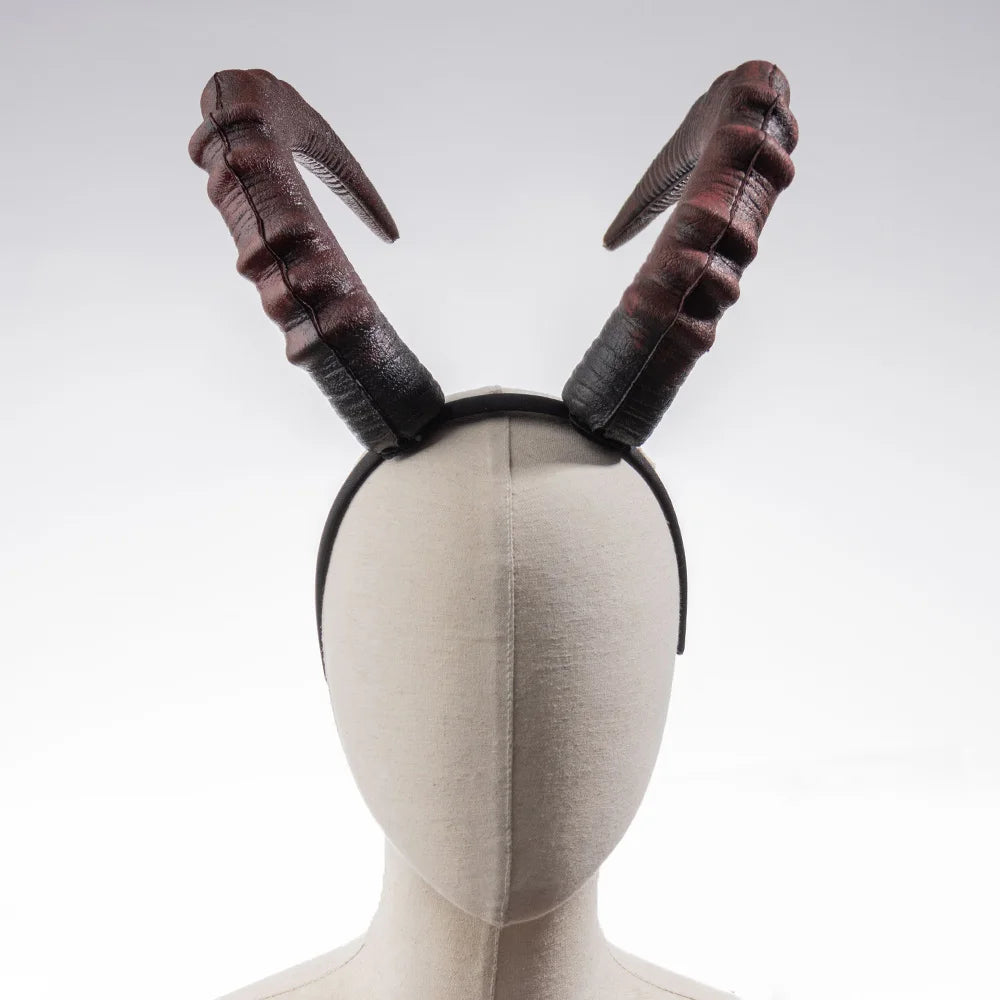 Black Red Demon Horn Headpiece Cosplay Women Gothic Devils Animal Ox Horns Headwear Halloween Carnival Party Costume Props