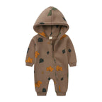 Cartoon Print Baby Girl Romper Long Sleeve Hooded Zipper Newborn Clothes Boys Rompers Spring & Autumn Baby Clothing 3-24 Months