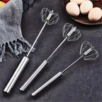 Stainless Steel Semi Automatic Egg Beater – Manual Push Whisk Mixer