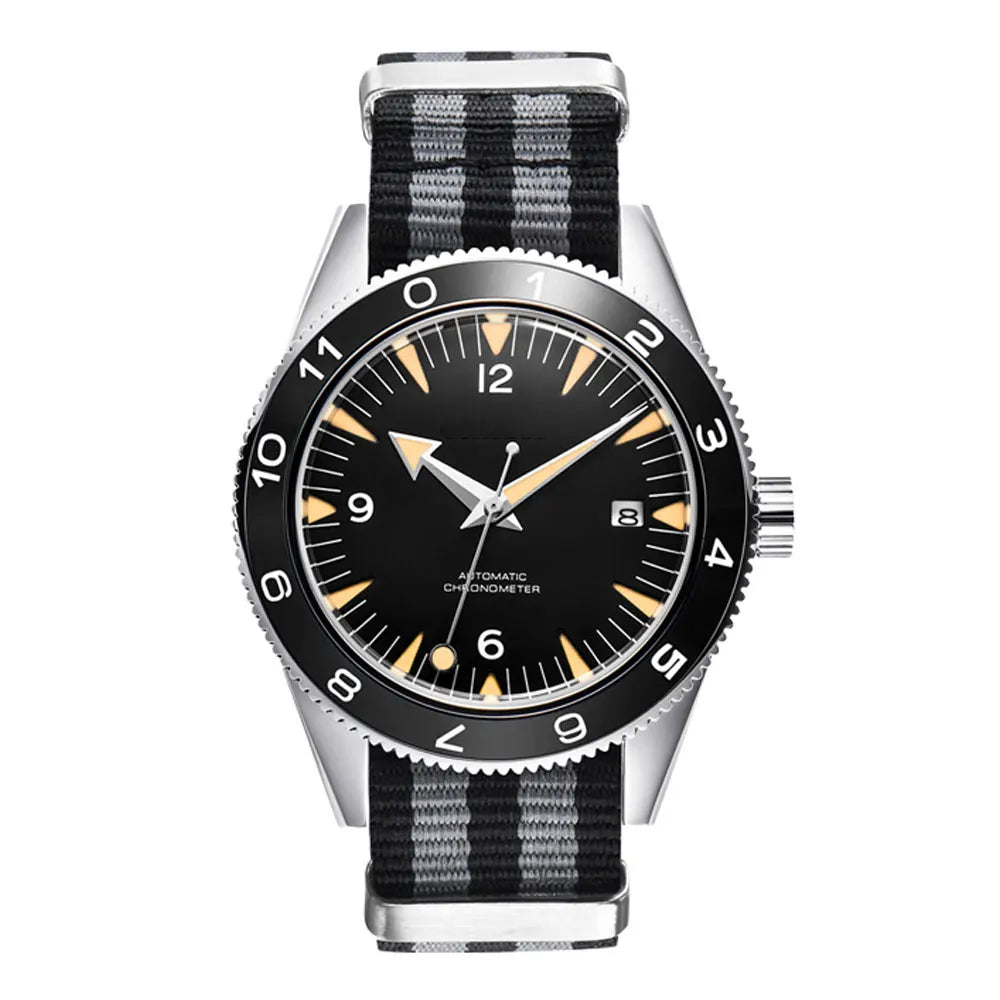41MM Sapphire Glass 100m Waterproof Japan  Automatic Luminous Mens Watch Nylon Strap
